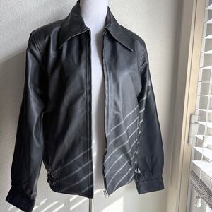NWT KUIRMODA Women’s Genuine Lambskin Leather Black Motorcycle Zip Up Jacket L